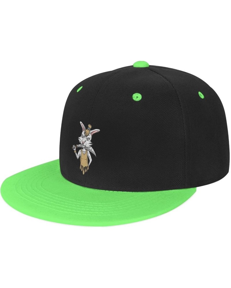 Fierce Rabbit with a Knife Baseball Cap for Men Women Snapback Hat Adjustable Flat Bill Hats Green $14.58 Baseball Caps