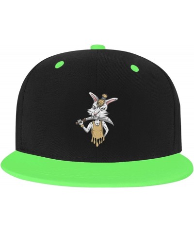 Fierce Rabbit with a Knife Baseball Cap for Men Women Snapback Hat Adjustable Flat Bill Hats Green $14.58 Baseball Caps