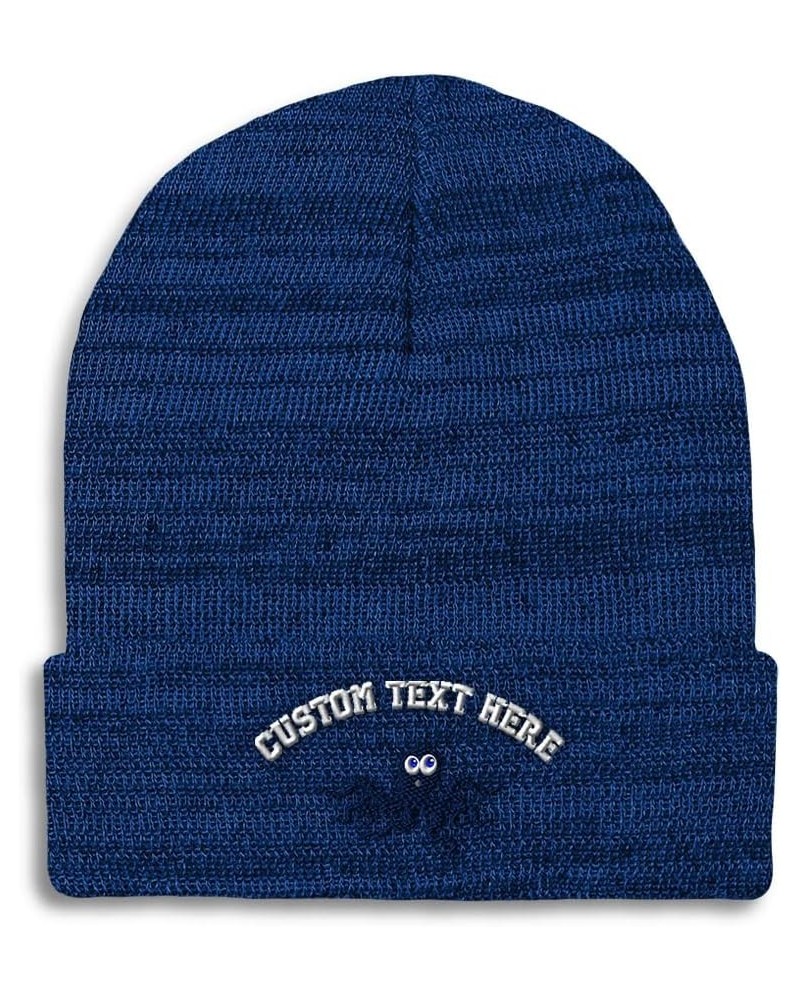 Custom Beanies for Men Octopus Surprised Blue Embroidery Sea Winter Hats for Women Acrylic Skull Cap 1 Size Heather Royal Blu...