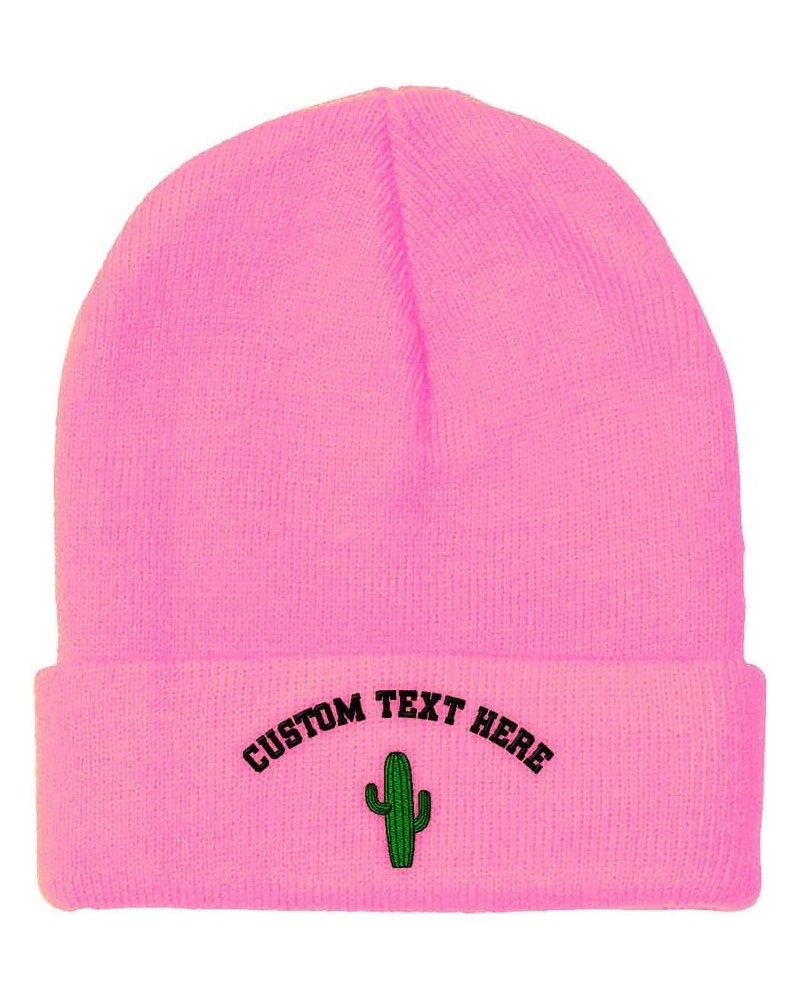 Beanies for Men Cactus B Embroidery Flowers and Plants Color Winter Hats for Women Acrylic Skull Cap 1 Size Soft Pink Persona...