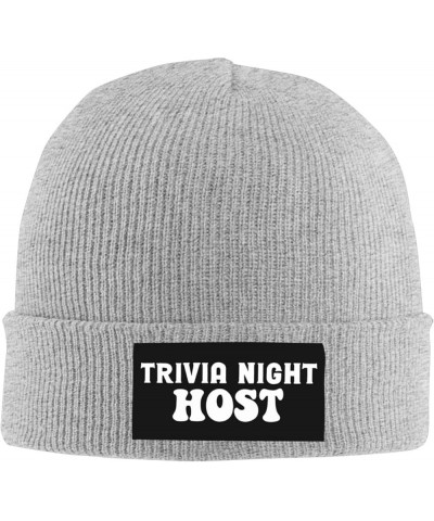 Trivia Night Host Soft Warm Beanie Hat Unisex Adult Women Men Knit Cap Gray $9.79 Skullies & Beanies