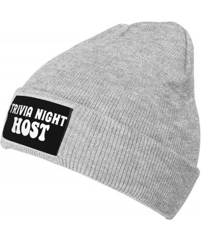 Trivia Night Host Soft Warm Beanie Hat Unisex Adult Women Men Knit Cap Gray $9.79 Skullies & Beanies