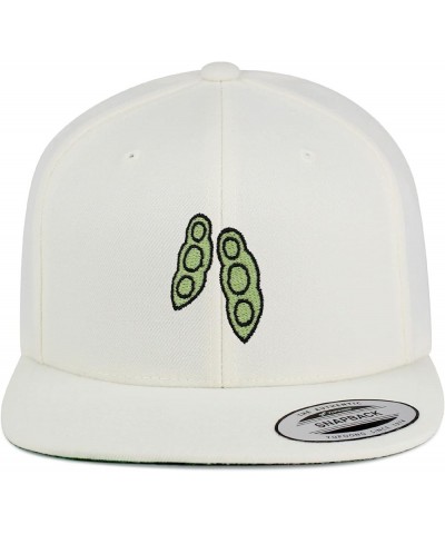 Pea Pod Embroidered Yupoong Flat Bill 6 Panel Snapback Hat Fruit Natural $14.09 Baseball Caps