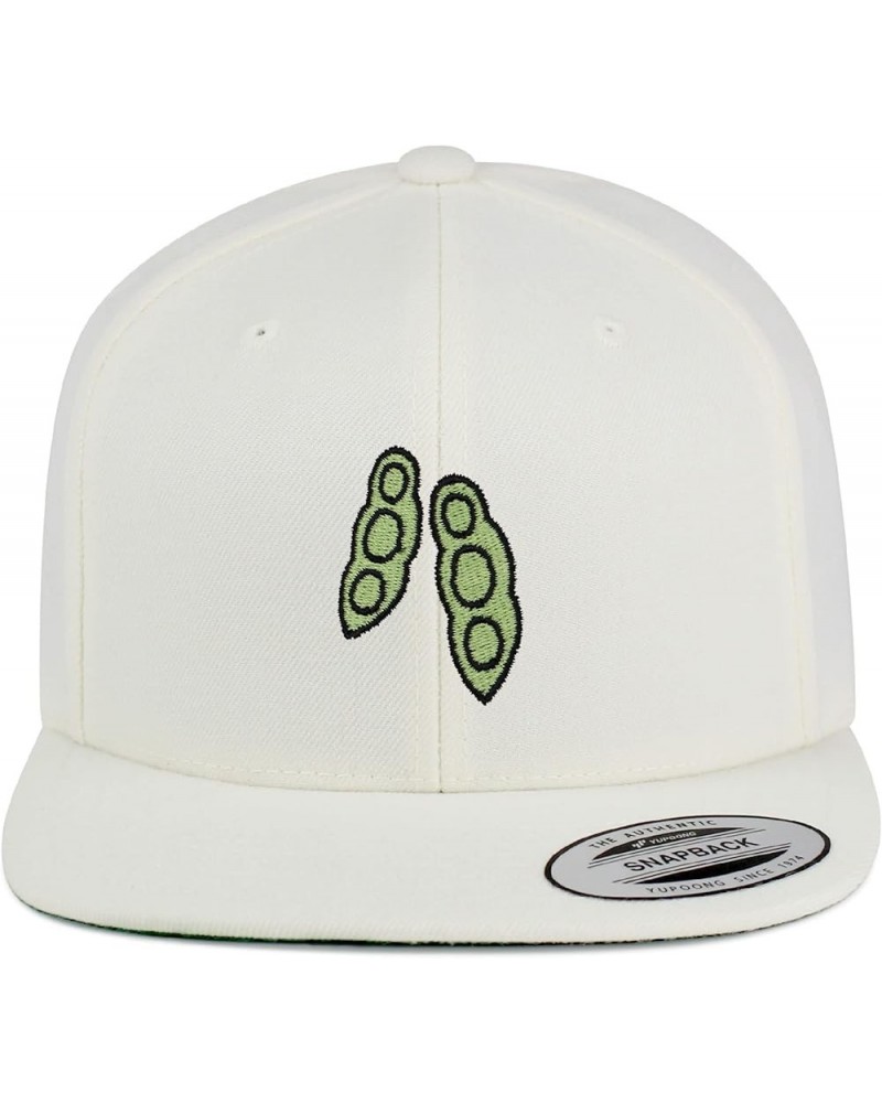 Pea Pod Embroidered Yupoong Flat Bill 6 Panel Snapback Hat Fruit Natural $14.09 Baseball Caps