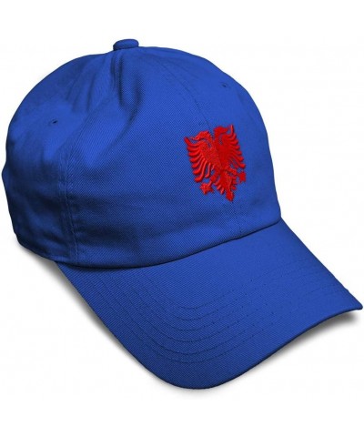 Soft Baseball Cap Albanian Eagle Embroidery Europe Albania Twill Cotton Dad Hats for Men & Women Royal Blue Design Only $16.1...