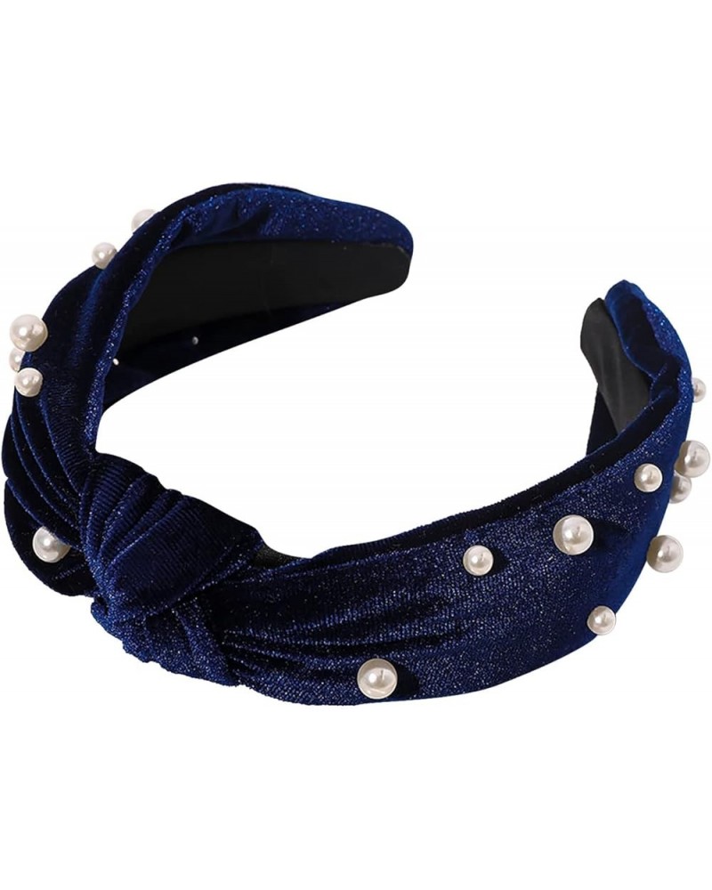 Female Quick Dry Headbands Pearl Headband Knotted Headband Hair Accessories Wash Headband Ladies Fashion Headbands Navy $8.71...