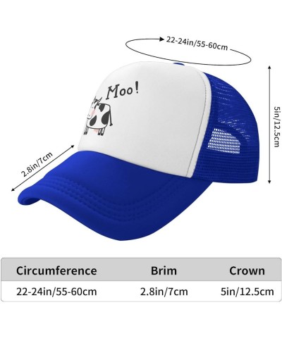 Mesh Dad Hat Adjustable Washed Cute Cow Moo Baseball Dad Cap Funny Distressed Ball Trucker Cap for Women Men Cute Cow Moo Blu...