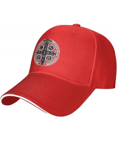 Saint Benedict Medal Unisex Baseball Hat Classic Trucker Hat Adjustable Red $11.41 Baseball Caps