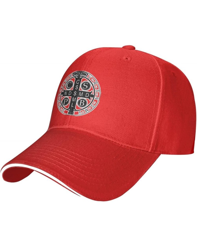 Saint Benedict Medal Unisex Baseball Hat Classic Trucker Hat Adjustable Red $11.41 Baseball Caps