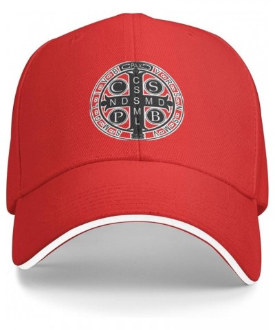 Saint Benedict Medal Unisex Baseball Hat Classic Trucker Hat Adjustable Red $11.41 Baseball Caps