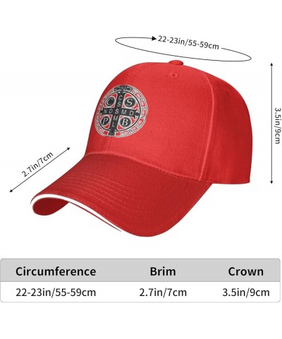 Saint Benedict Medal Unisex Baseball Hat Classic Trucker Hat Adjustable Red $11.41 Baseball Caps