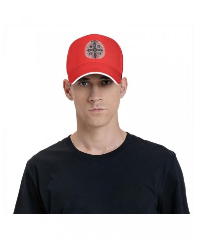 Saint Benedict Medal Unisex Baseball Hat Classic Trucker Hat Adjustable Red $11.41 Baseball Caps