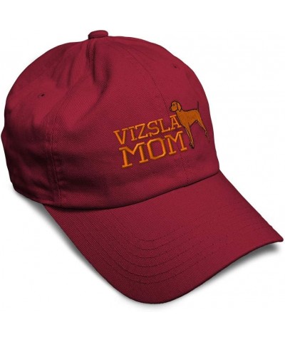 Soft Baseball Cap Vizsla Mom Embroidery Dogs Breed Twill Cotton Mom Dad Hats for Men & Women Burgundy Design Only $15.67 Base...