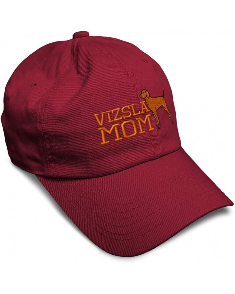 Soft Baseball Cap Vizsla Mom Embroidery Dogs Breed Twill Cotton Mom Dad Hats for Men & Women Burgundy Design Only $15.67 Base...