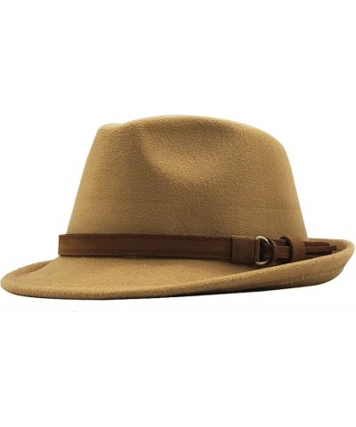 Woolen Women Men Fedora Hat for Elegant Lady Felt Hat Felt Church Jazz Hat Adjustable 55-58cm Red $15.06 Fedoras