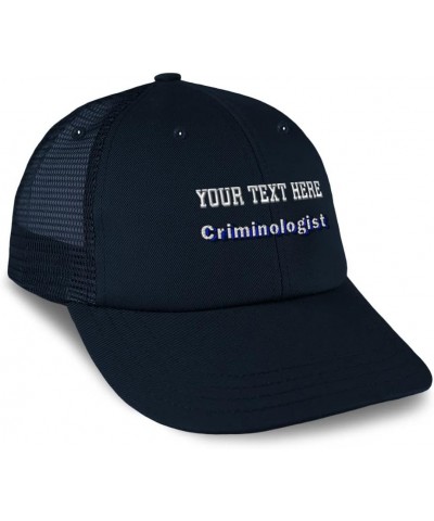 Custom Custom Trucker Hat Baseball Cap Criminologist Forensics Cotton Criminal Dad Hats for Men & Women Navy Personalized Tex...