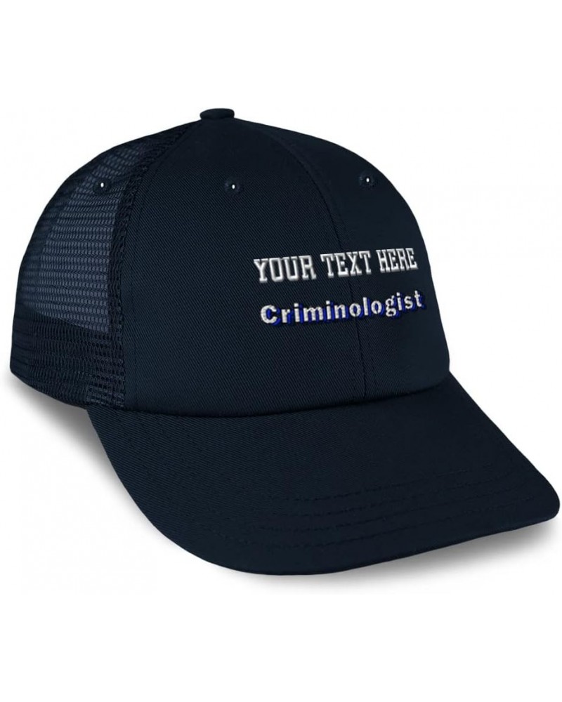 Custom Custom Trucker Hat Baseball Cap Criminologist Forensics Cotton Criminal Dad Hats for Men & Women Navy Personalized Tex...