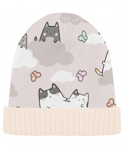 Kawaii Cute Cats in The Sky Knit Beanie Hat Vintage Stylish Unisex Winter Beanie Hat for Adults Kids Women Men $13.19 Skullie...