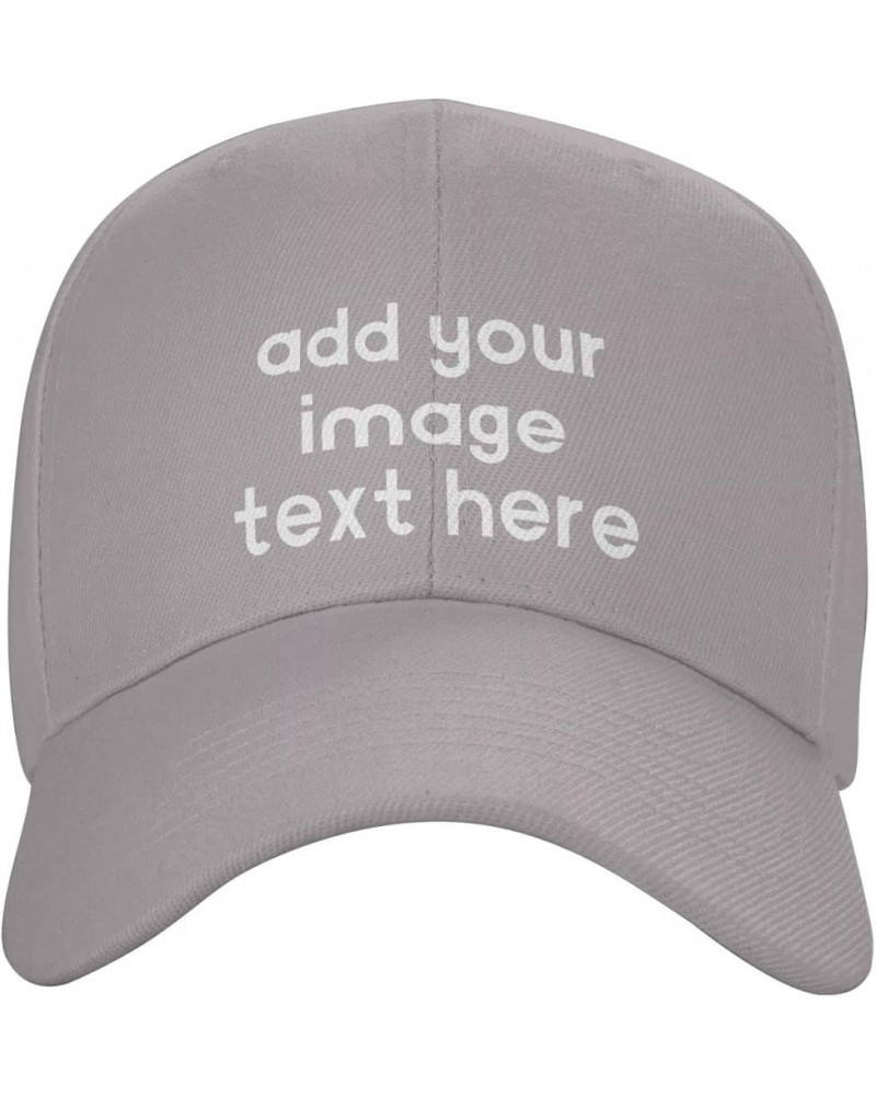 Custom Hats for Men Add Your Name Logo Text or Image Here Personalized Hats Gray $7.63 Baseball Caps