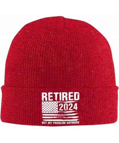 Fashion Retired Not My Proslem Anymore 2024 Soft Knitted Hat Winter Knit Warm Beanie Ski Skull Cap Red $10.47 Skullies & Beanies