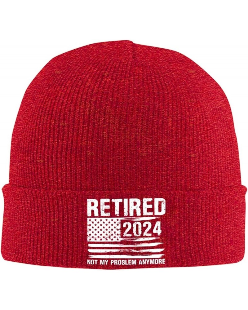 Fashion Retired Not My Proslem Anymore 2024 Soft Knitted Hat Winter Knit Warm Beanie Ski Skull Cap Red $10.47 Skullies & Beanies