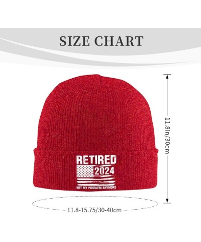 Fashion Retired Not My Proslem Anymore 2024 Soft Knitted Hat Winter Knit Warm Beanie Ski Skull Cap Red $10.47 Skullies & Beanies