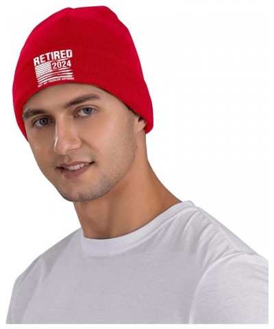 Fashion Retired Not My Proslem Anymore 2024 Soft Knitted Hat Winter Knit Warm Beanie Ski Skull Cap Red $10.47 Skullies & Beanies