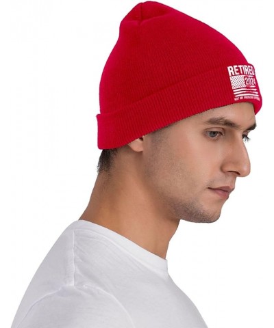 Fashion Retired Not My Proslem Anymore 2024 Soft Knitted Hat Winter Knit Warm Beanie Ski Skull Cap Red $10.47 Skullies & Beanies