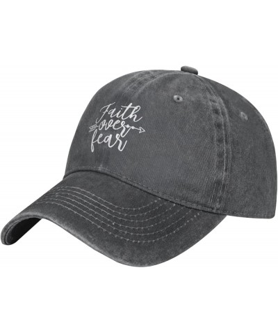 Faith Over Fear Cowboy Cap Adjustable Washable Cowboy Baseball Hat Unisex Black Deep Heather $14.00 Cowboy Hats