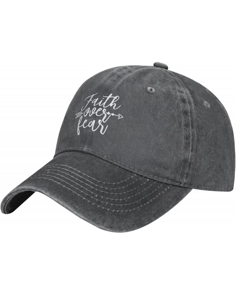 Faith Over Fear Cowboy Cap Adjustable Washable Cowboy Baseball Hat Unisex Black Deep Heather $14.00 Cowboy Hats