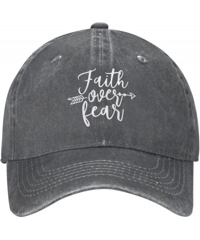 Faith Over Fear Cowboy Cap Adjustable Washable Cowboy Baseball Hat Unisex Black Deep Heather $14.00 Cowboy Hats