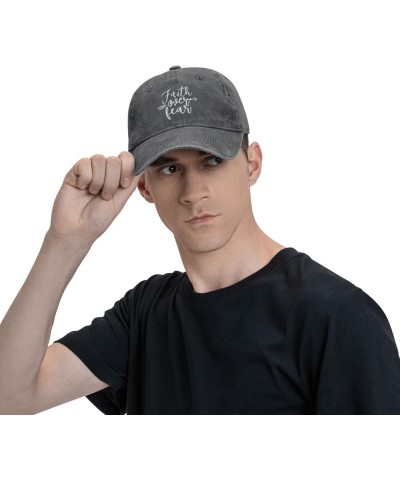 Faith Over Fear Cowboy Cap Adjustable Washable Cowboy Baseball Hat Unisex Black Deep Heather $14.00 Cowboy Hats