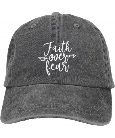 Faith Over Fear Cowboy Cap Adjustable Washable Cowboy Baseball Hat Unisex Black Deep Heather $14.00 Cowboy Hats