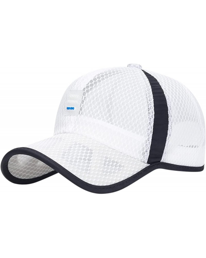 Unconstructed Adjustable Baseball Caps for Women Men Mesh Breathable Sun Hats Sunscreen Visors Cap White $6.08 Baseball Caps