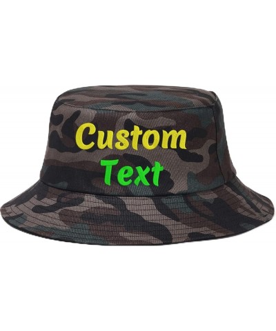 Custom Embroidered Text&Logo Camo Summer Beach Bucket Hats for Women Men Summer Outdoor Boonie Hunting Fishing Bucket Sun Hat...