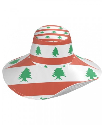 Lebanon Flag Sun Visors for Women, UV Protecetion Wide Brim Water-Resistant Sun Hats with Chin Strap White $15.42 Sun Hats