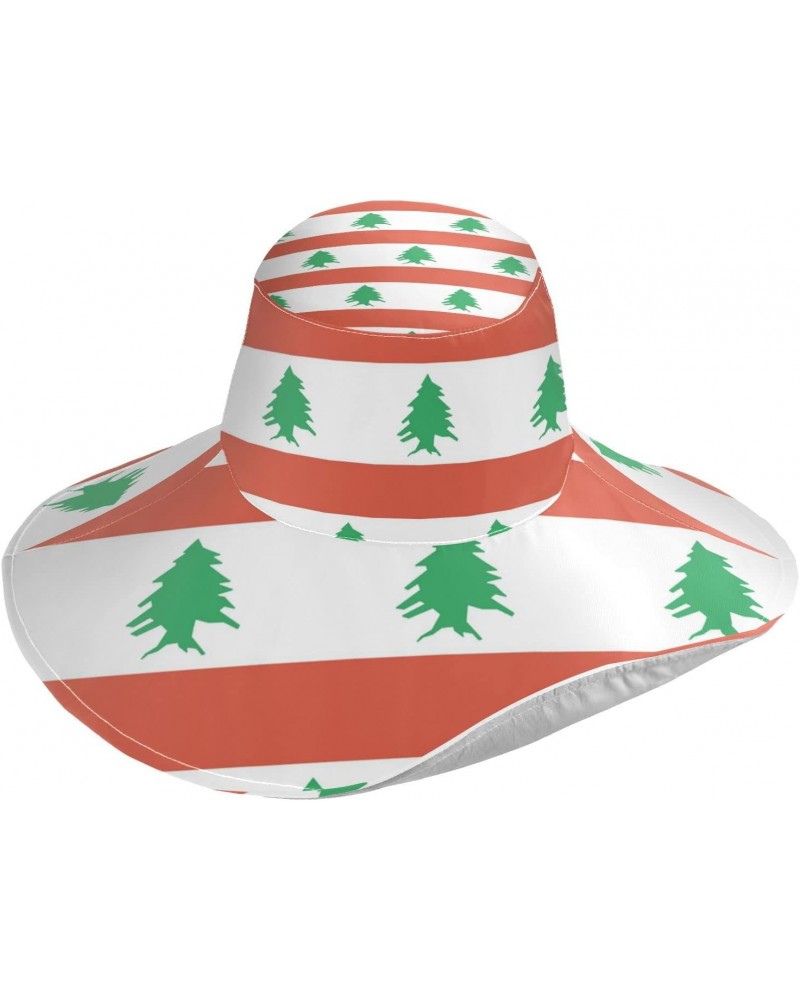 Lebanon Flag Sun Visors for Women, UV Protecetion Wide Brim Water-Resistant Sun Hats with Chin Strap White $15.42 Sun Hats