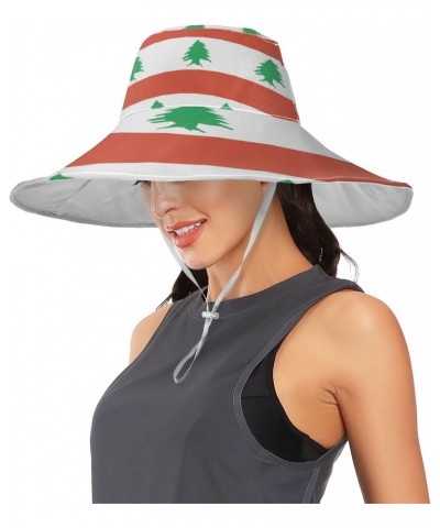 Lebanon Flag Sun Visors for Women, UV Protecetion Wide Brim Water-Resistant Sun Hats with Chin Strap White $15.42 Sun Hats