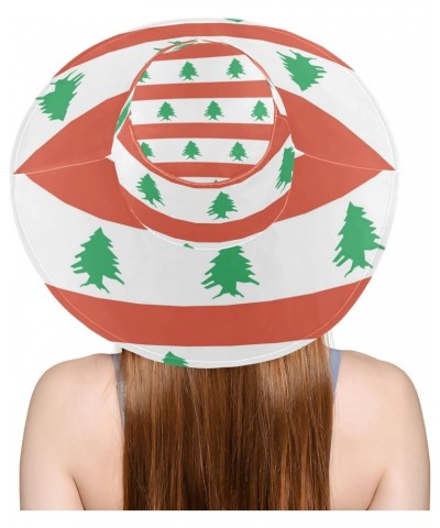 Lebanon Flag Sun Visors for Women, UV Protecetion Wide Brim Water-Resistant Sun Hats with Chin Strap White $15.42 Sun Hats