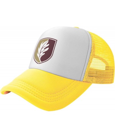 Elon University Logo Trucker Hats for Both Men and Women - Mesh Baseball Snapback Hats Yellow $10.70 Baseball Caps