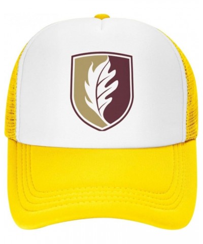 Elon University Logo Trucker Hats for Both Men and Women - Mesh Baseball Snapback Hats Yellow $10.70 Baseball Caps