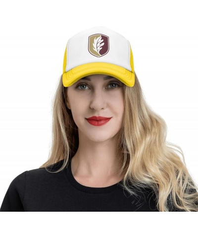 Elon University Logo Trucker Hats for Both Men and Women - Mesh Baseball Snapback Hats Yellow $10.70 Baseball Caps