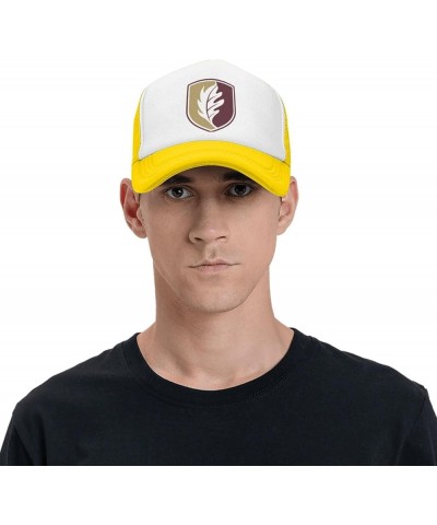 Elon University Logo Trucker Hats for Both Men and Women - Mesh Baseball Snapback Hats Yellow $10.70 Baseball Caps