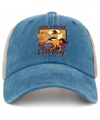 Save A Horse Ride A Cowboy Hat Mens Retro Dad Hats Women AllBlack Cycling Caps Funny for Engineers Lake Blue $12.08 Cowboy Hats