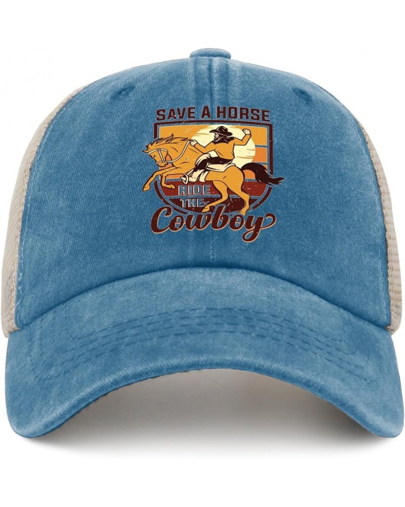 Save A Horse Ride A Cowboy Hat Mens Retro Dad Hats Women AllBlack Cycling Caps Funny for Engineers Lake Blue $12.08 Cowboy Hats