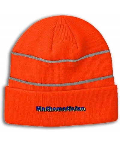 Custom Reflective Beanie Mathematician High Visibility Running Gear Skull Cap for Men & Women 1 Size Neon Orange Design Only ...