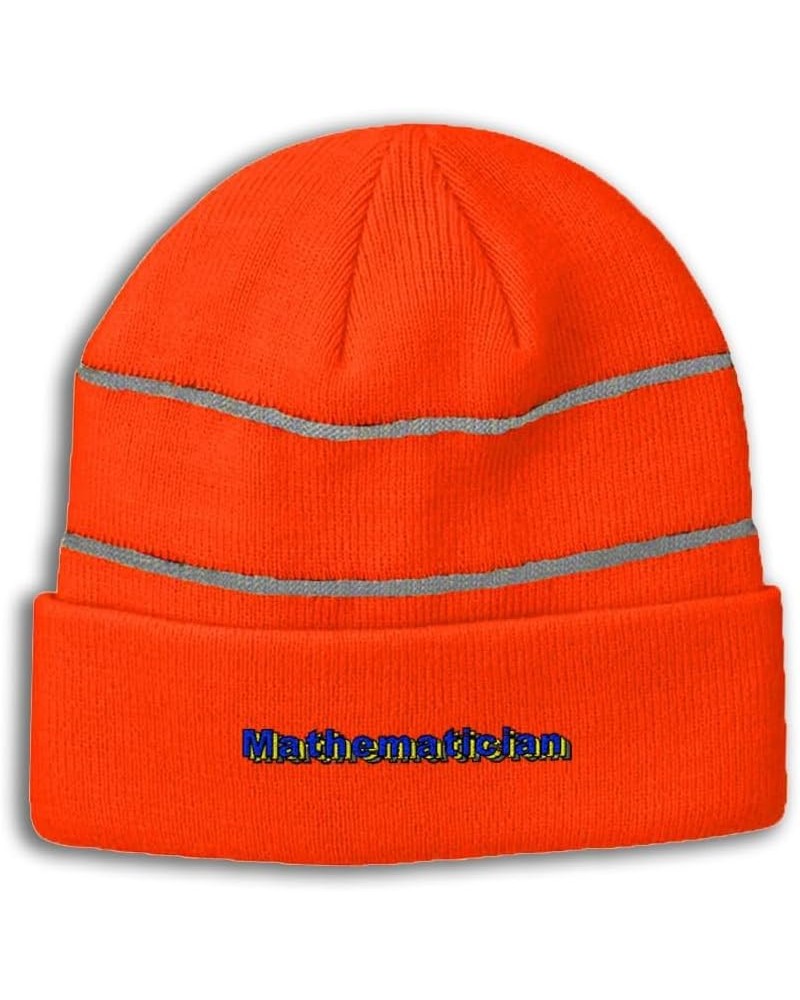 Custom Reflective Beanie Mathematician High Visibility Running Gear Skull Cap for Men & Women 1 Size Neon Orange Design Only ...