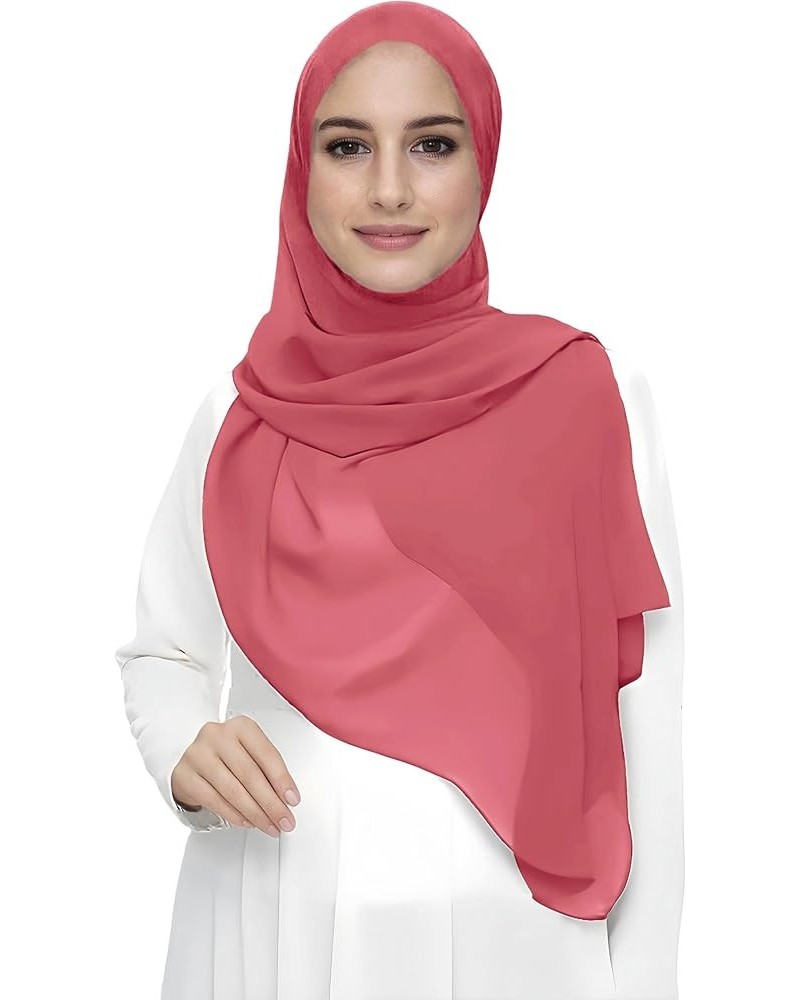 Premium Chiffon Hijab Head Scarf Shawl Wrap for Muslim Women Lightweight Coral $7.64 Scarves