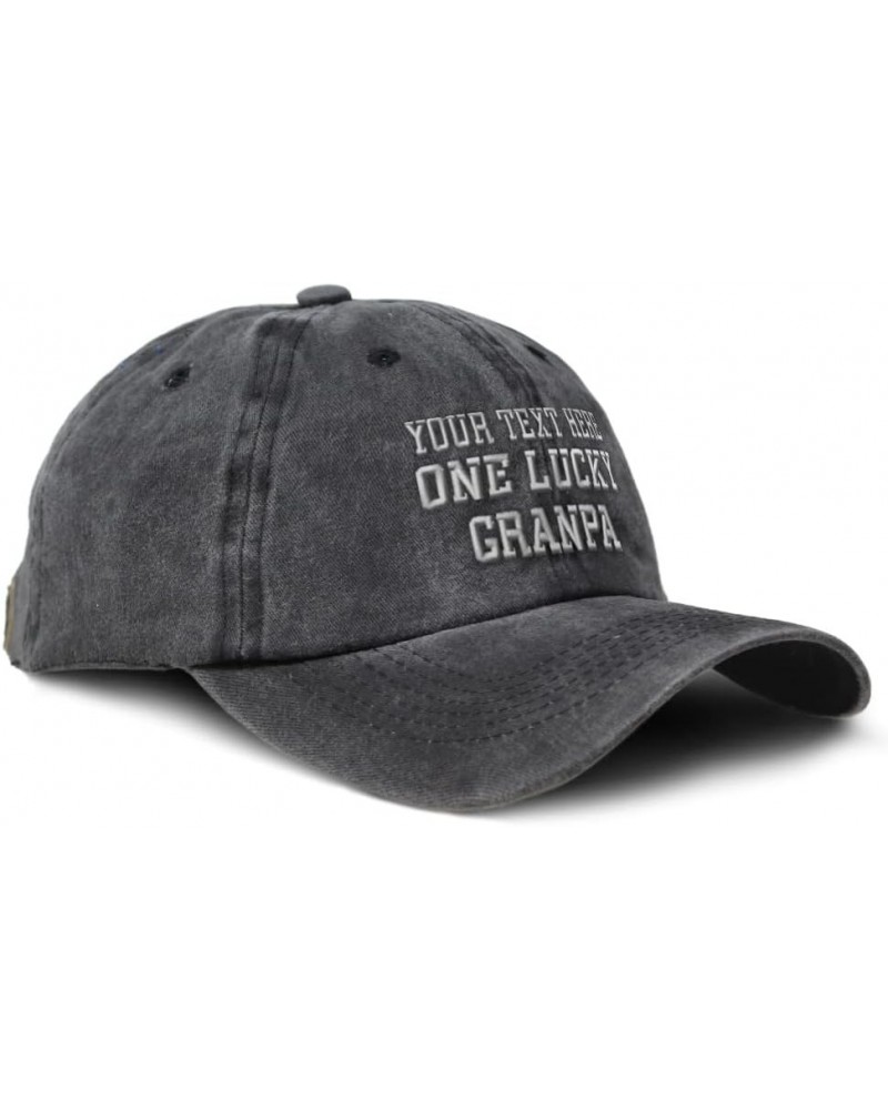 Custom Soft Washed Baseball Cap 1 Lucky Granpa Blessed Family Cotton Black Personalized Text Here $17.66 Baseball Caps