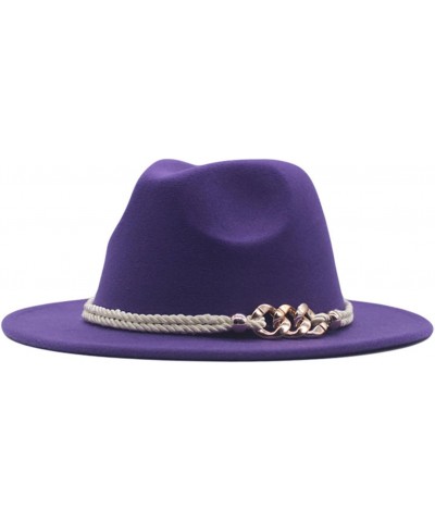 Hat Fedora Classic Wide Belt Floppy Wool Womens Hat Panama Buckle Baseball Caps Baseball Cap Cross Purple $7.13 Fedoras